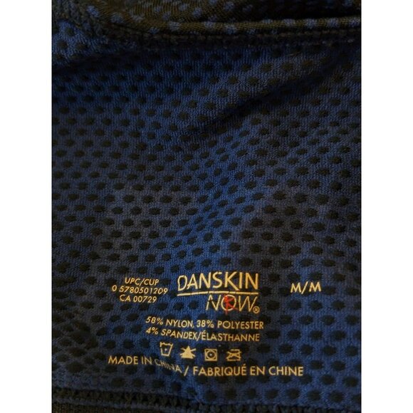 Danskin Sports Bra Womens Size Med Seamless Racerback Blue Geometric Print Gym - Picture 5 of 5